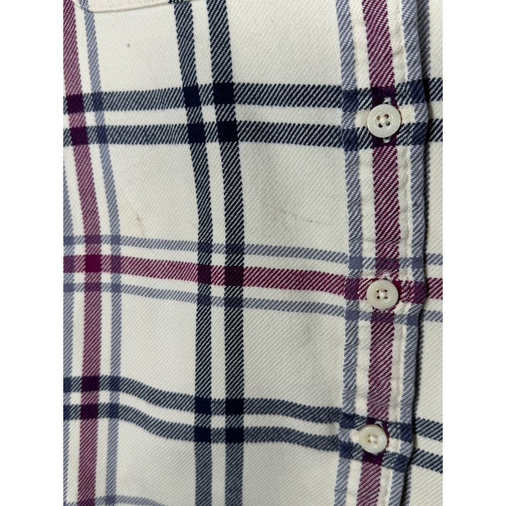 Patagonia Womens Organic Cotton Plaid Button Down Cream Navy Burgundy Size 8 - Picture 3 of 8